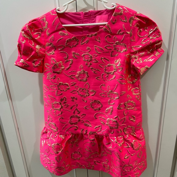 Floral Pink and Gold Kids Top - Picture 2 of 3
